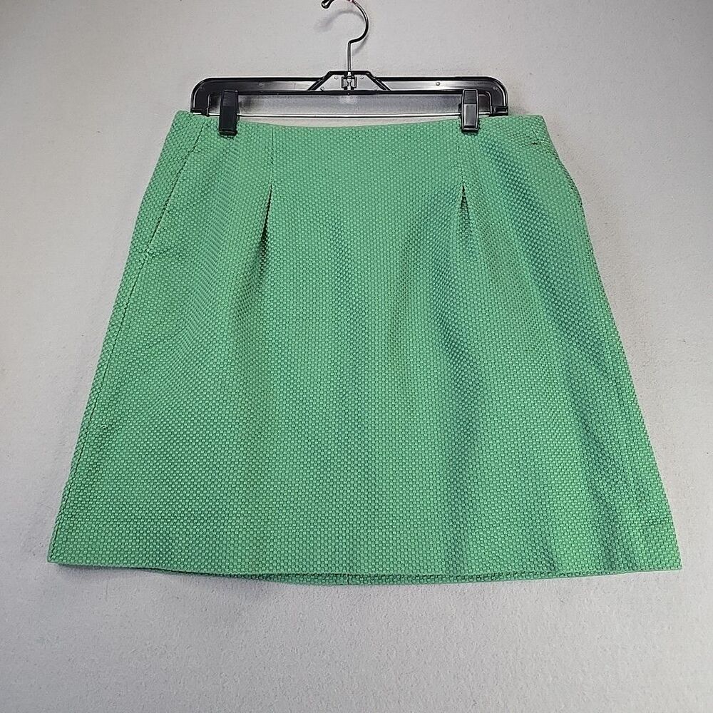 Boden Skirt Women’s US 10R Green Cotton Blend Textured Pencil Midi Lined